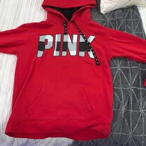 VS PINK: Red Plaid Logo Hoodie